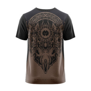 Rider wearing the Terra Reaper Short Sleeve MTB Jersey with skull graphic while riding mountain bike trails.